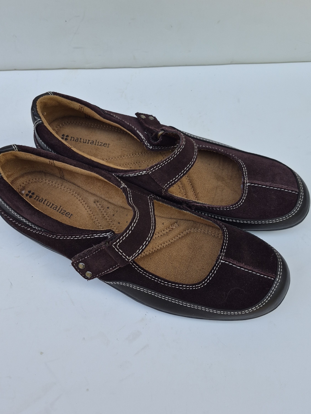 Naturalizer Women's Mary Jane Flats in Dark Brown Suede